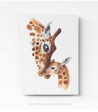 Tableau chambre enfant girafe sur toile tendue