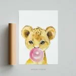 Tableau chambre enfant Lion Affiche
