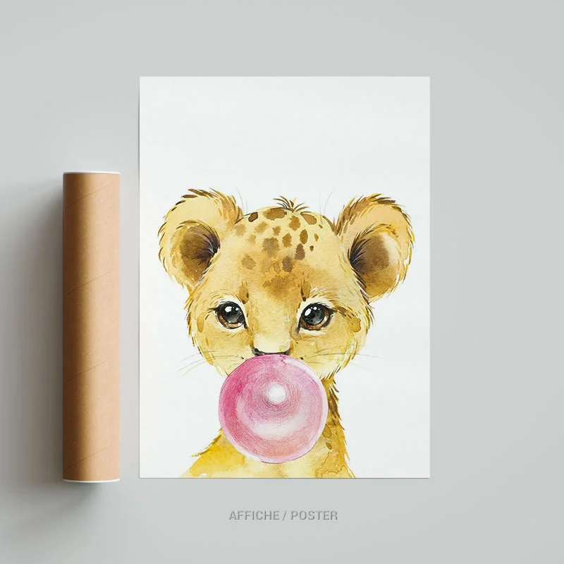 Tableau chambre enfant Lion Affiche