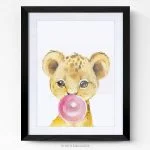 Tableau chambre enfant Lion cadre photo