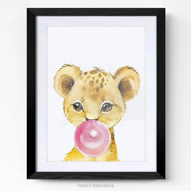 Tableau chambre enfant Lion cadre photo