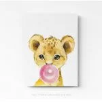 Tableau chambre enfant Lion sur toile tendue