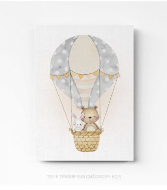 Tableau chambre enfant montgolfière sur toile