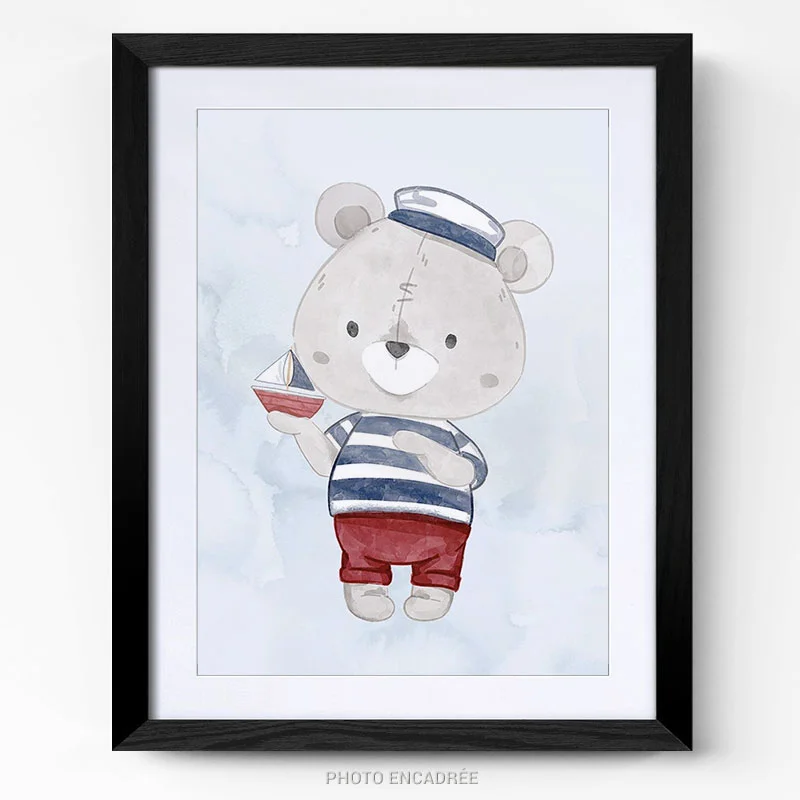 Tableau chambre enfant ourson cadre photo
