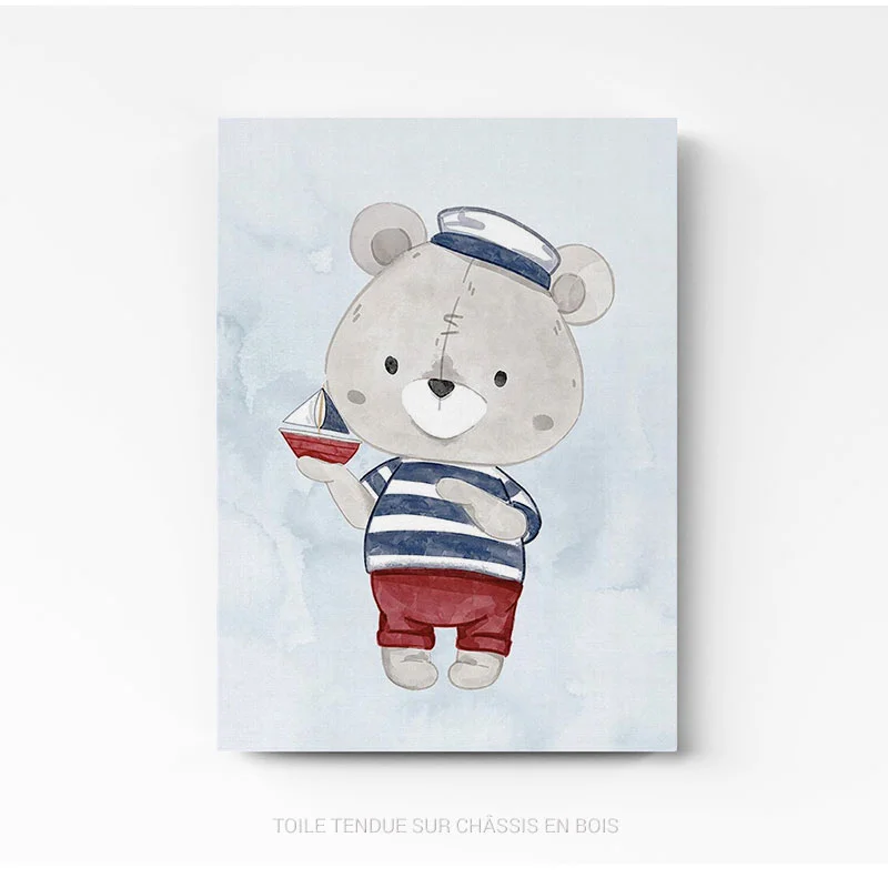 Tableau chambre enfant ourson sur toile