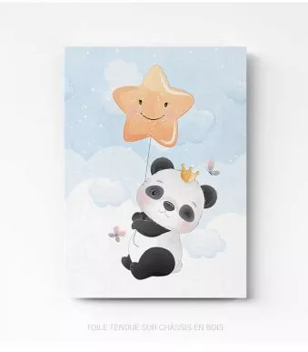 Tableau chambre enfant Panda sur toile