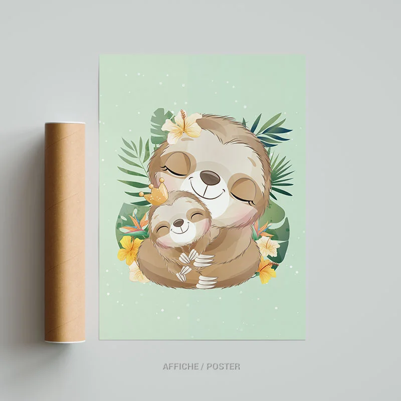 Tableau chambre enfant Paresseux affiche poster
