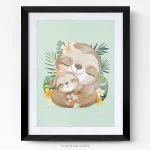 Tableau chambre enfant Paresseux cadre photo