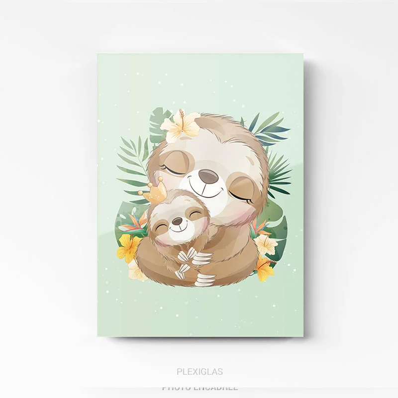 Tableau chambre enfant Paresseux sur plexi