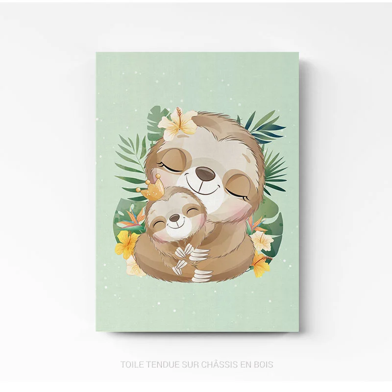 Tableau chambre enfant Paresseux sur toile