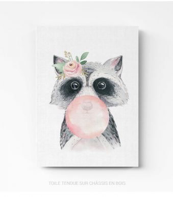 Tableau chambre enfant raton laveur sur toile