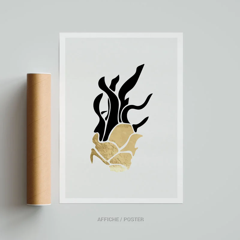 Tableau déco pour cuisine ( ananas or ) affiche poster