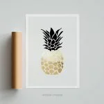 Tableau déco pour cuisine ( ananas or ) 2 affiche poster