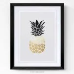 Tableau déco pour cuisine ( ananas or ) 2 cadre photo