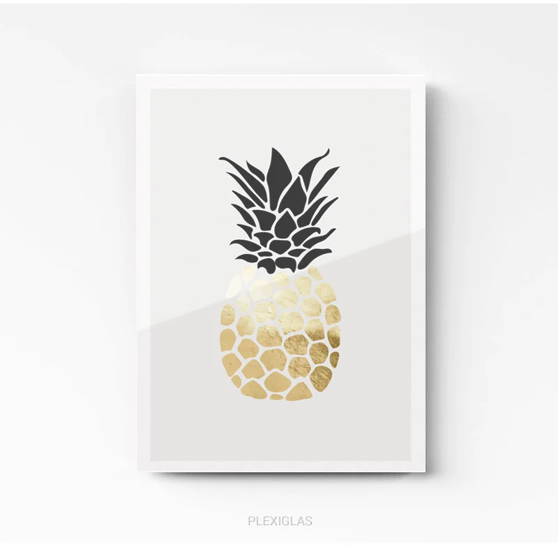 Tableau déco pour cuisine ( ananas or ) 2 sur plexi
