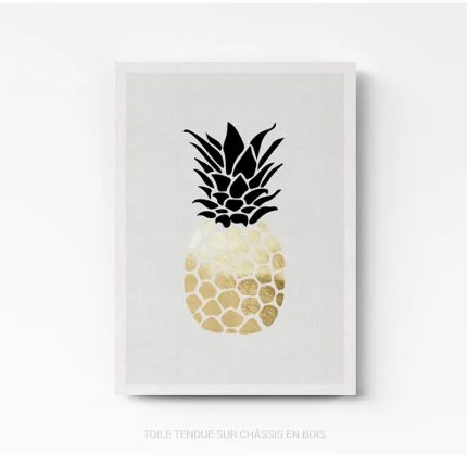 Tableau déco pour cuisine ( ananas or ) 2 sur toile