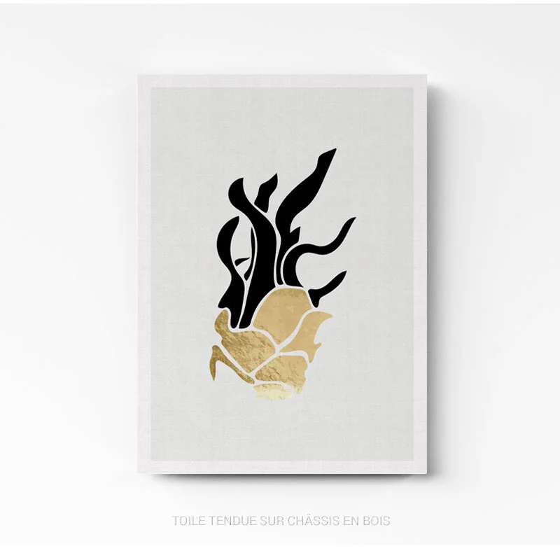 Tableau déco pour cuisine ( ananas or ) sur toile