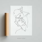 Tableau design line art couple affiche poster