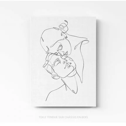 Tableau design line art couple sur toile