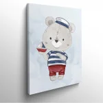 tableau-frame-photo-cadre-bébé-ours-oursson-bateau-enfant-bulle-dessin