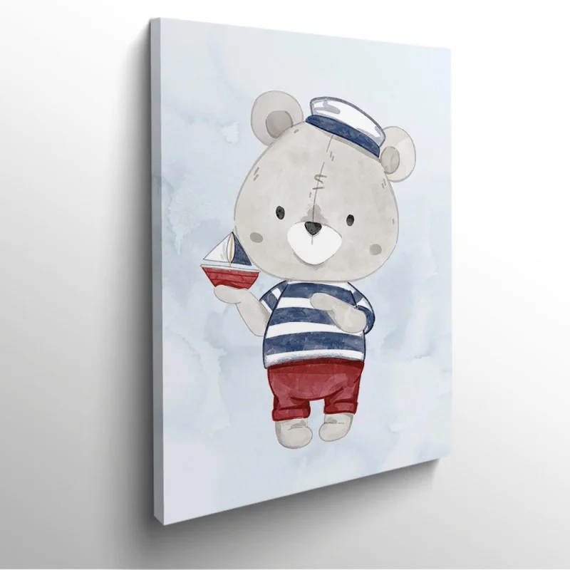 tableau-frame-photo-cadre-bébé-ours-oursson-bateau-enfant-bulle-dessin