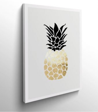 tableau-frame-photo-cadre-cuisine-ananas-or-doré-dessin
