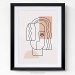 Tableau design line art visage femme cadre