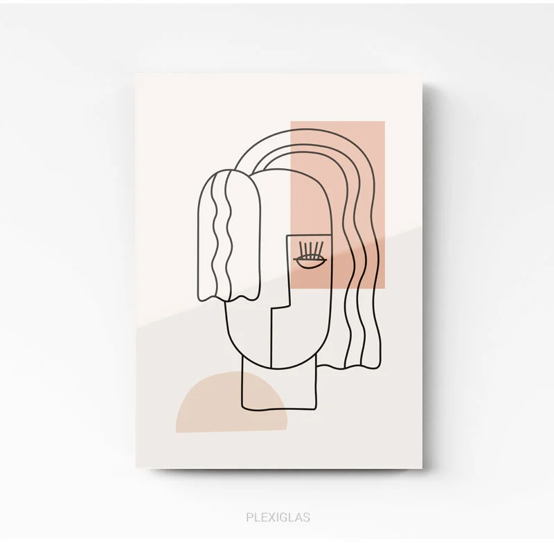 Tableau design line art visage femme plexi-glass