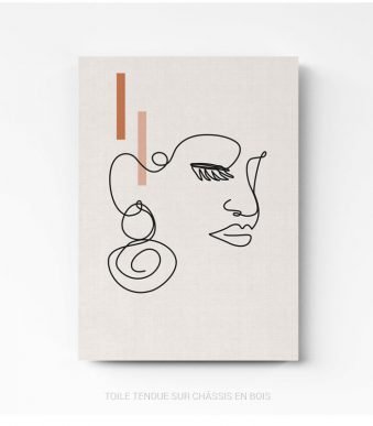 Tableau design line art visage femme 2 toile