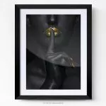 Femme noire bouche or tableau photo art home deco décoration murale cadre photo Affiche Poster portrait