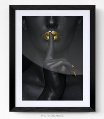 Femme noire bouche or tableau photo art home deco décoration murale cadre photo Affiche Poster portrait