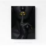 Femme noire bouche or tableau photo art home deco décoration murale cadre photo Affiche Poster portrait