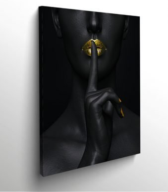 Femme noire bouche or tableau photo art home deco décoration murale cadre photo Affiche Poster portrait