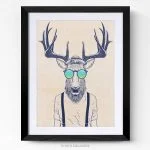 Portrait deco cerf cool deer art tableau photo home deco decoration murale cadre photo affiche poster