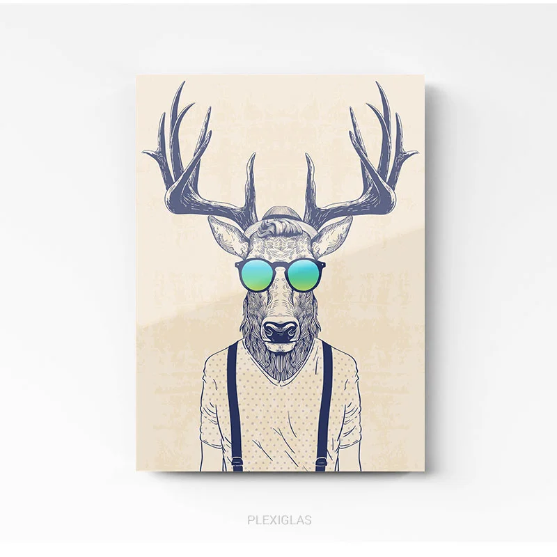 Portrait deco cerf cool deer art tableau photo home deco decoration murale cadre photo affiche poster