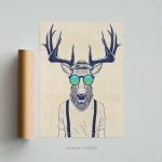 Portrait deco cerf cool deer art tableau photo home deco decoration murale cadre photo affiche poster