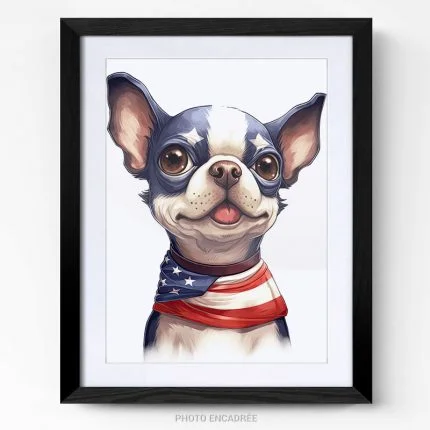 portrait chien Chihuahua chiwawa dog USA amiricain tableau photo home deco decoration murale cadre photo affiche poster