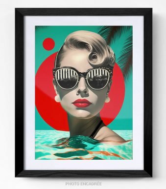femme Retro lunettes vintage photo art home deco décoration murale cadre photo Affiche Poster portrait