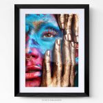femme peinture visage mains en or photo art home deco décoration murale cadre photo Affiche Poster portrait