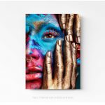 femme peinture visage mains en or photo art home deco décoration murale cadre photo Affiche Poster portrait