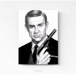james bond 007 Sean Connery dessin photo art home deco décoration murale cadre photo Affiche Poster portrait