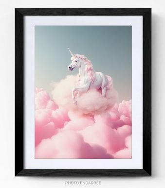 Tableau deco licorne rose unicorn pink photo art home deco décoration murale cadre photo Affiche Poster