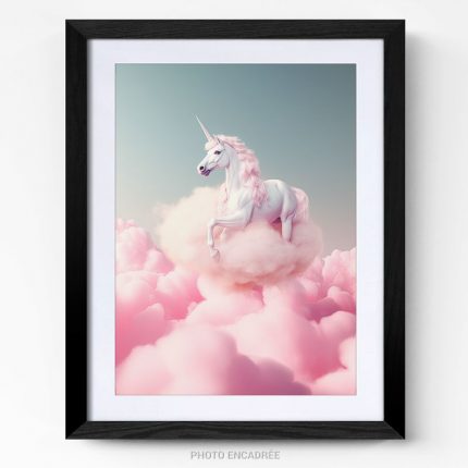 Tableau deco licorne rose unicorn pink photo art home deco décoration murale cadre photo Affiche Poster