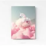 Tableau deco licorne rose unicorn pink photo art home deco décoration murale cadre photo Affiche Poster