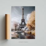 La tour Eiffel Tower France winter hiver photo art home déco décoration murale cadre photo Affiche Poster portrait
