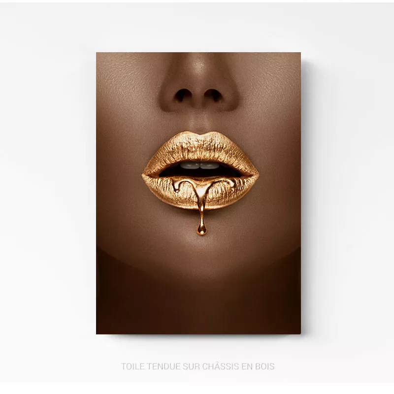Impression sur Toile Femme Art Bouche Doré 100x75 cm XXL Tableau