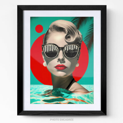 femme Retro lunettes vintage photo art home deco décoration murale cadre photo Affiche Poster portrait