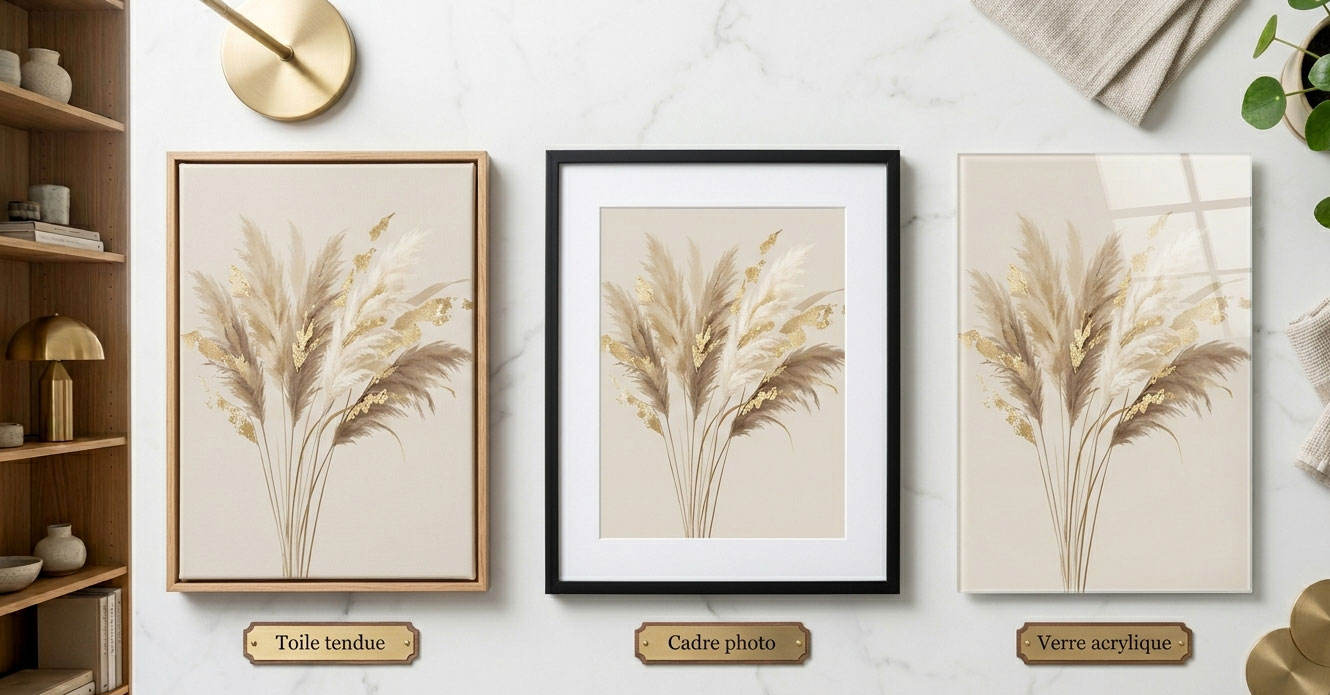 Toile tendue vs cadre photo vs verre acrylique