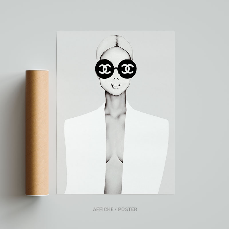 Affiche lunettes femme Chanel poster