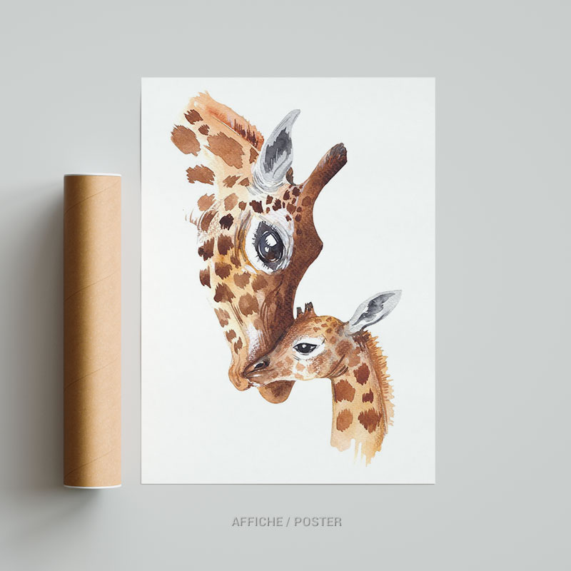 Tableau chambre enfant girafe Affiche